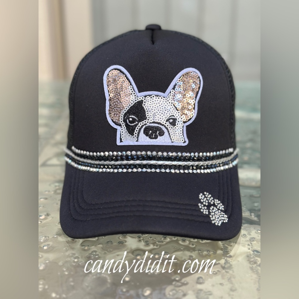 NWT Sparkling Handmade Candy Did It!  Fancy Frenchie Bling Trucker Hat